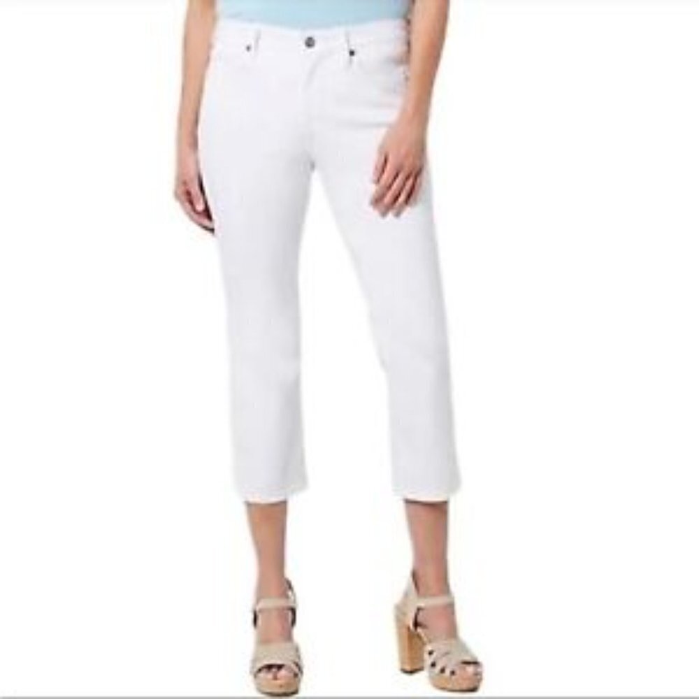 New NYDJ Low-Rise Slimming Harper Crop Straight Leg Jeans 4 Women White